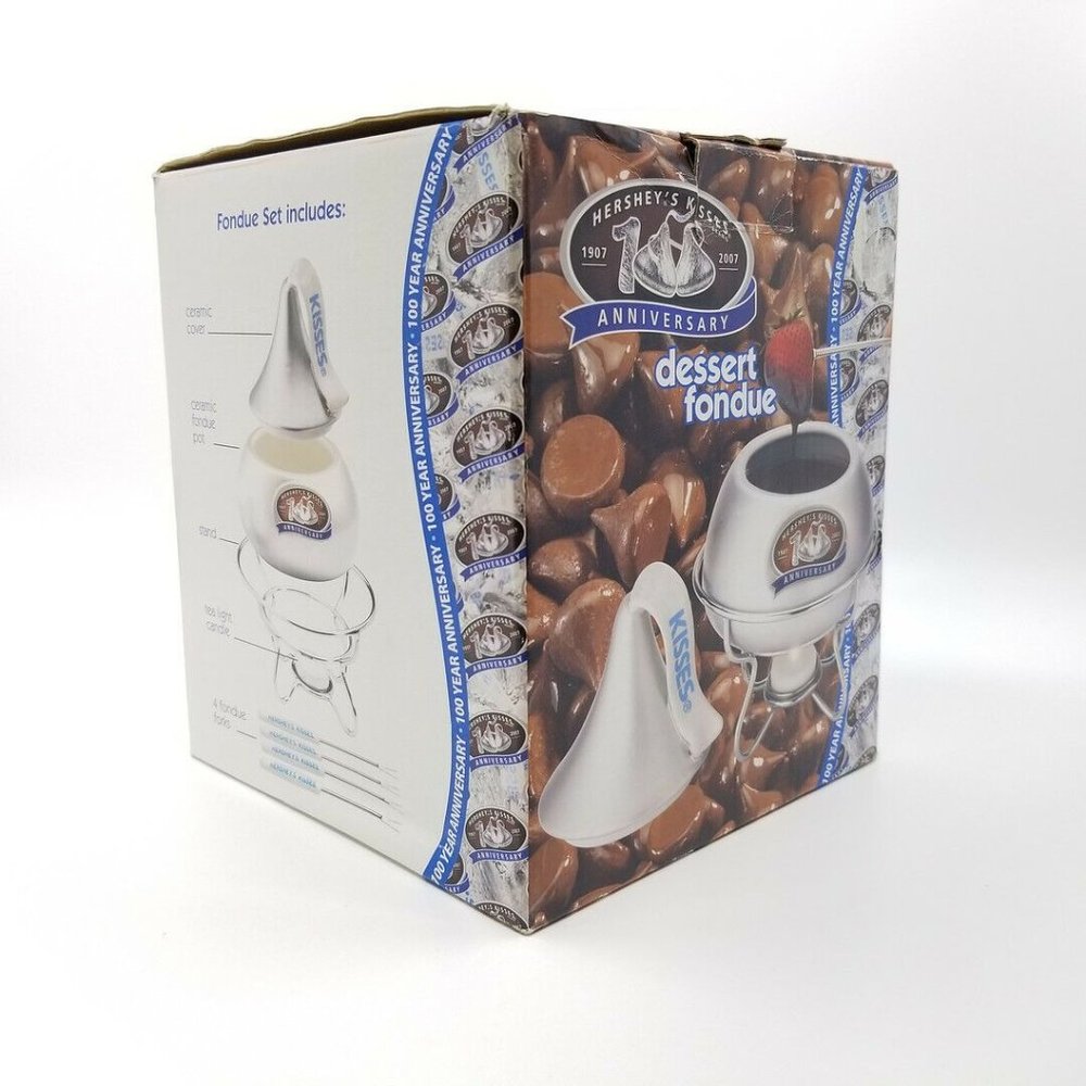 Hershey's Kisses Silver 100 Anniversary Dessert Fondue Set With 6 Tea Candles